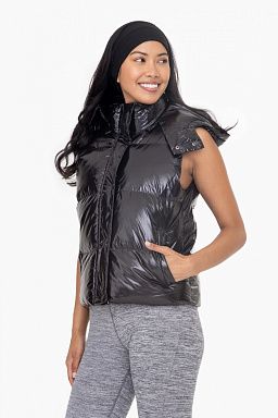 Glossy Faux Patent Leather High Neck